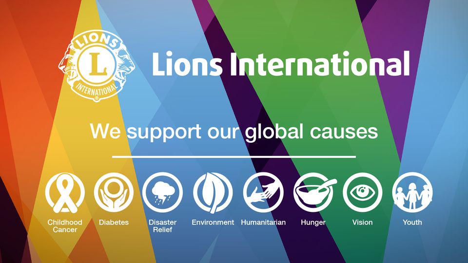 colorful background with the words "We support our global causes" with logos for the causes